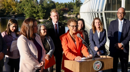 Mayor Bass at climate press conference