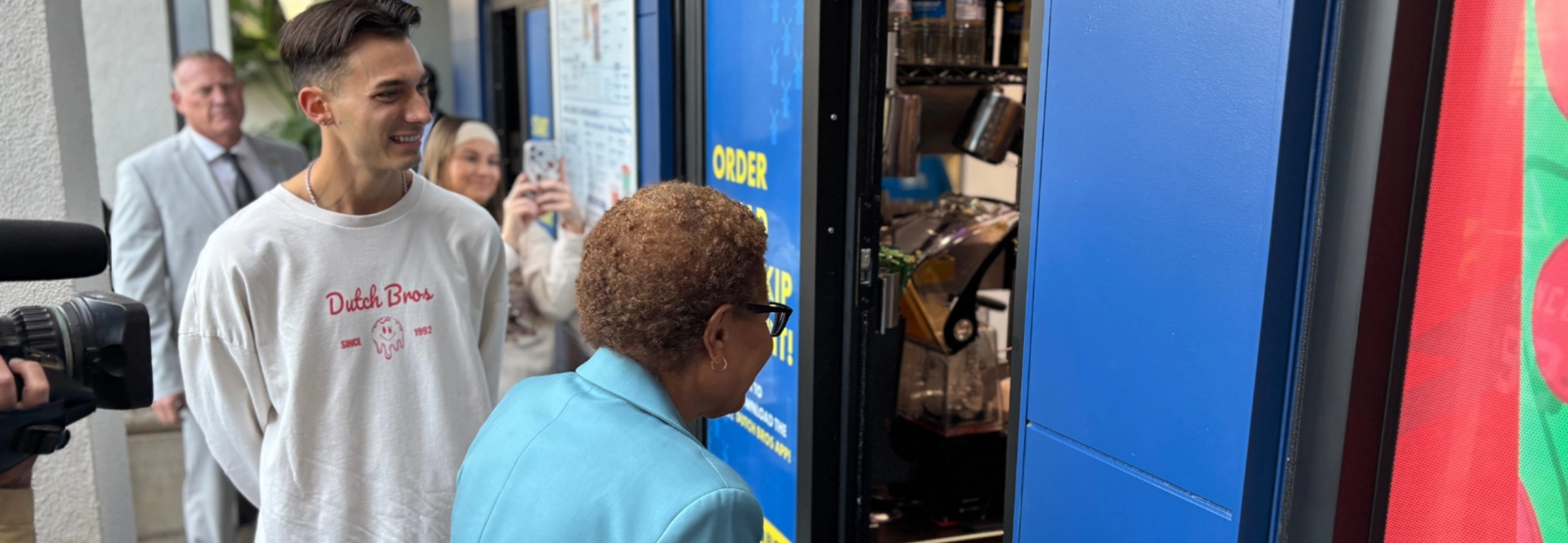 Mayor Bass at Dutch Bros Coffee 